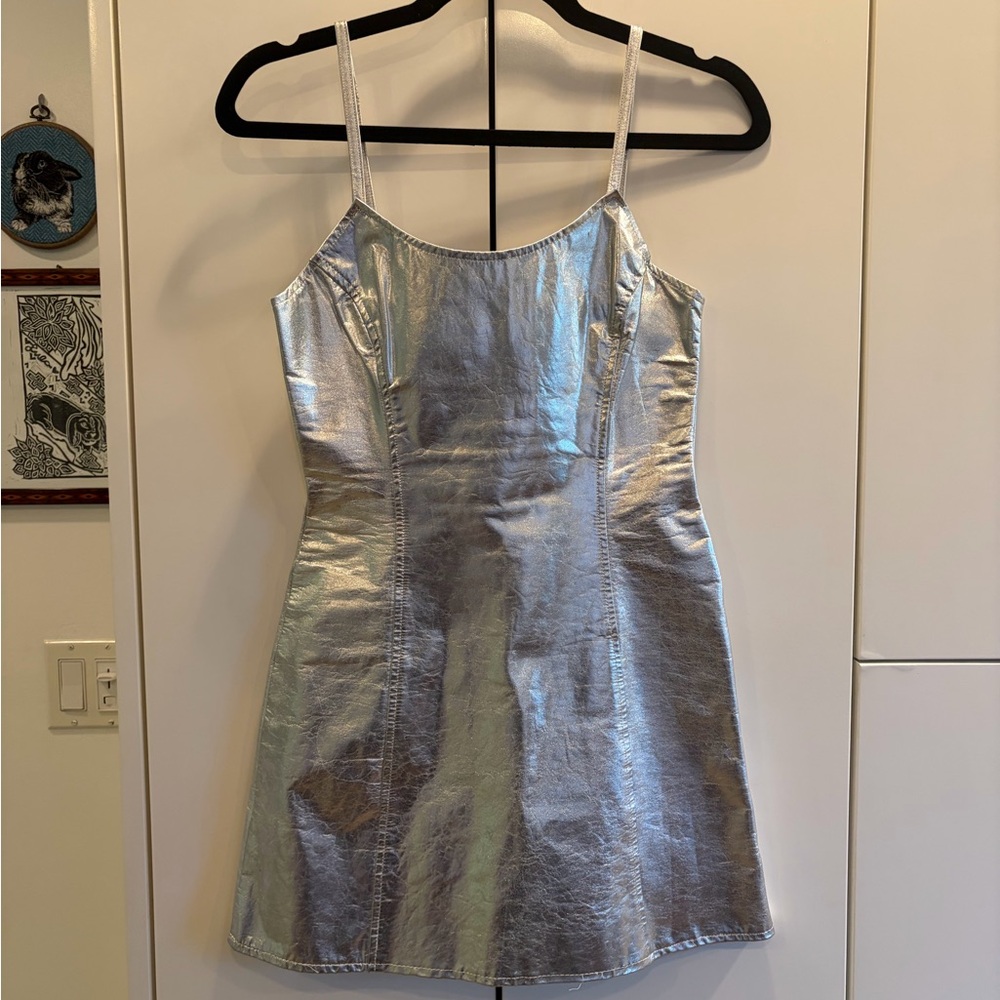 Vintage Silver Metallic Mini Dress